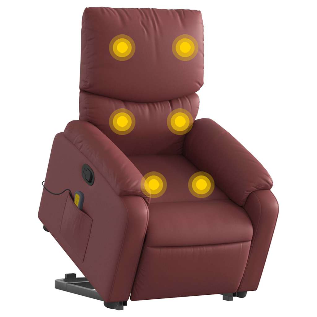 Fauteuil inclinable de massage Rouge bordeaux Similicuir