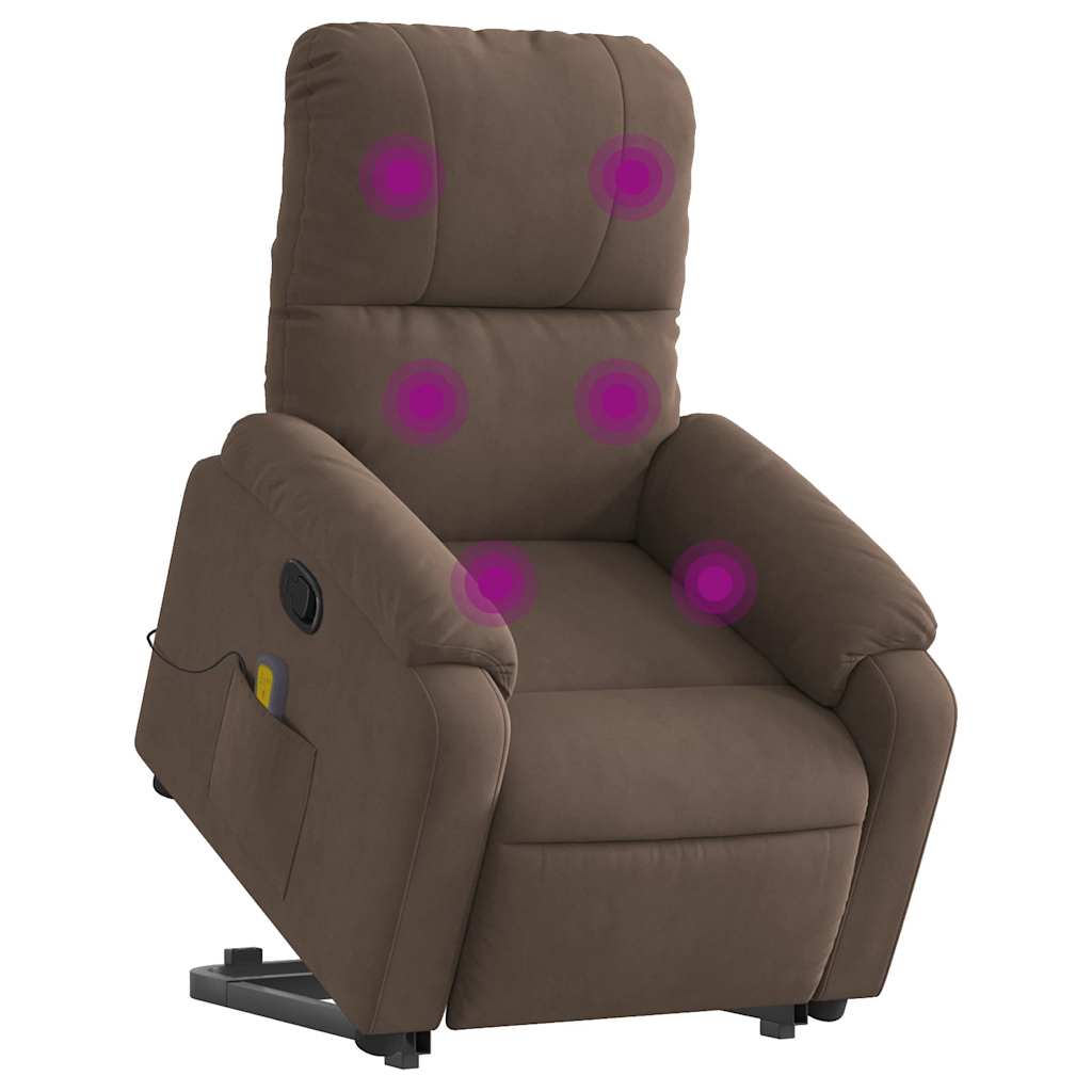 Fauteuil inclinable de massage marron tissu microfibre