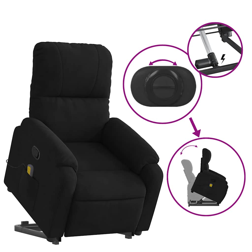 Fauteuil inclinable de massage noir tissu microfibre