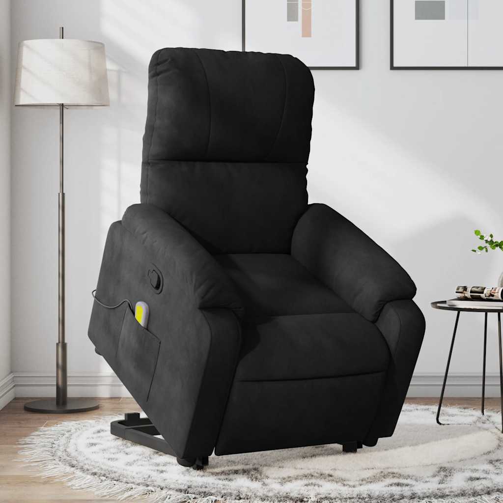 Fauteuil inclinable de massage noir tissu microfibre