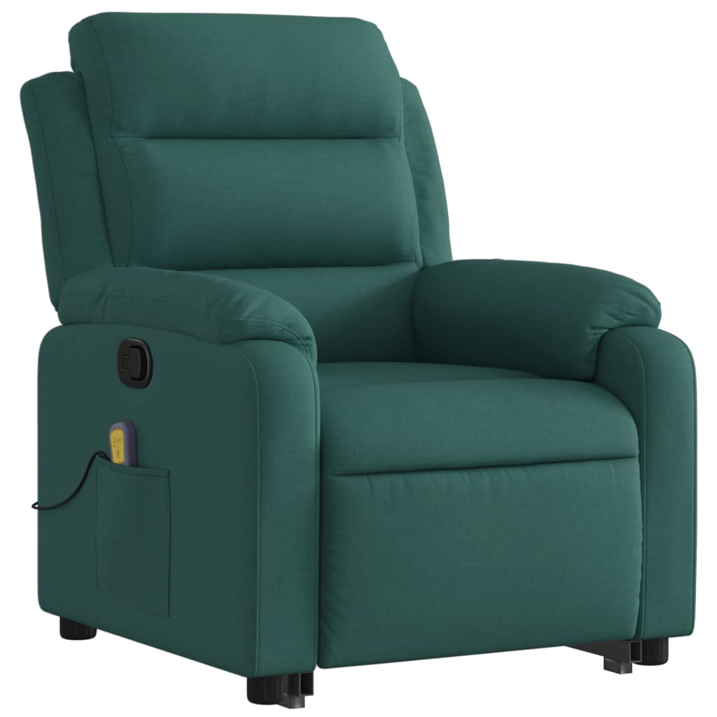 Fauteuil inclinable de massage Vert foncé Tissu