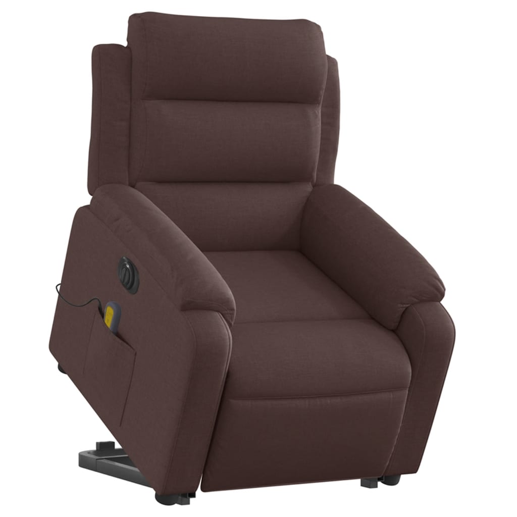 Fauteuil inclinable de massage électrique Marron foncé Tissu