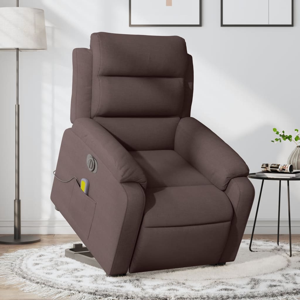 Fauteuil inclinable de massage électrique Marron foncé Tissu