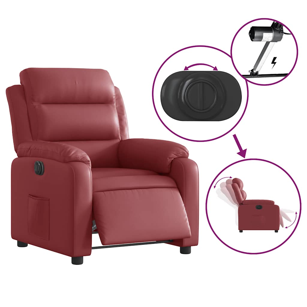 Fauteuil inclinable électrique Rouge bordeaux Similicuir