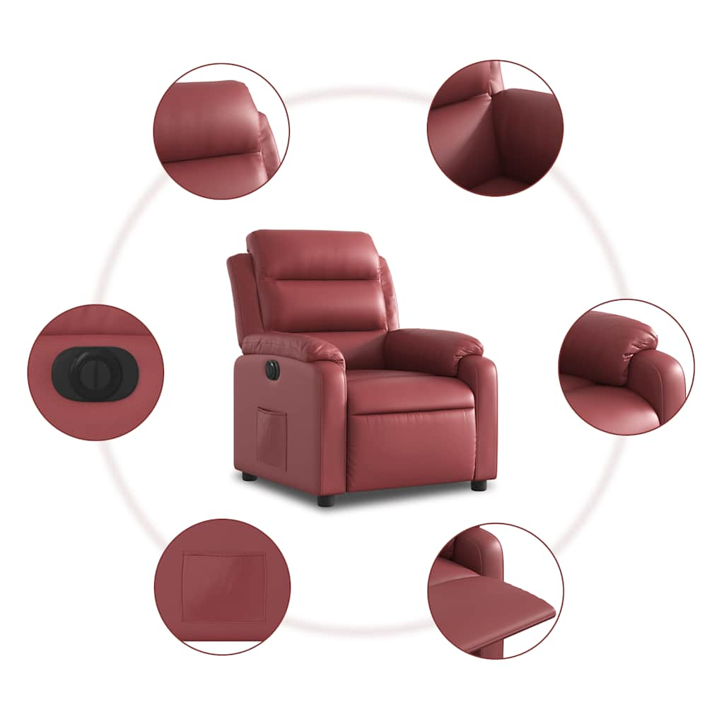 Fauteuil inclinable électrique Rouge bordeaux Similicuir