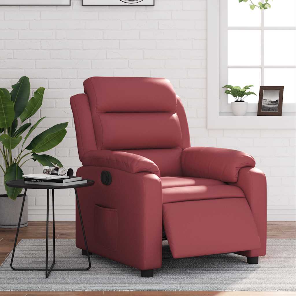 Fauteuil inclinable électrique Rouge bordeaux Similicuir