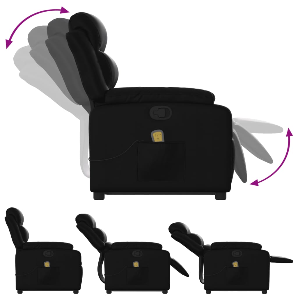 Fauteuil inclinable de massage Noir Similicuir