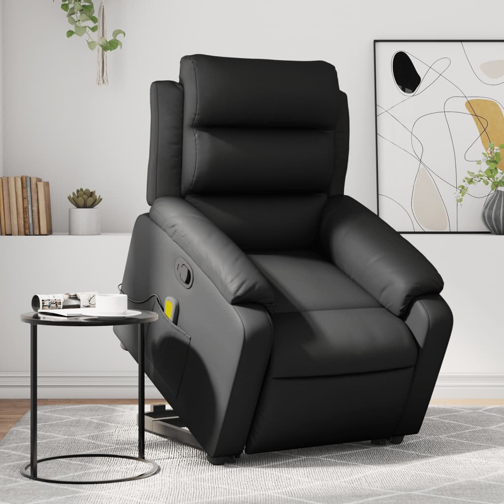 Fauteuil inclinable de massage Noir Similicuir