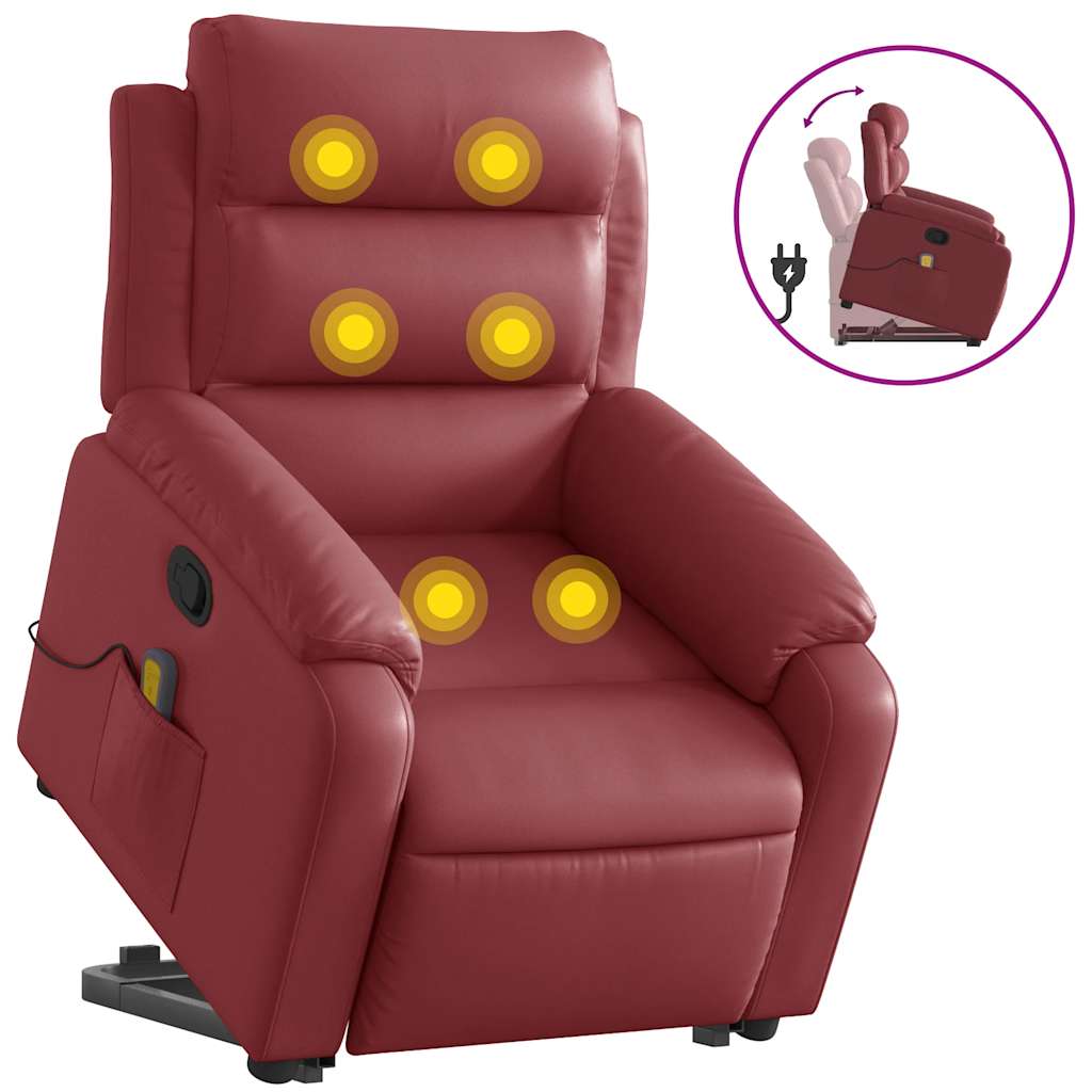 Fauteuil inclinable de massage Rouge bordeaux Similicuir