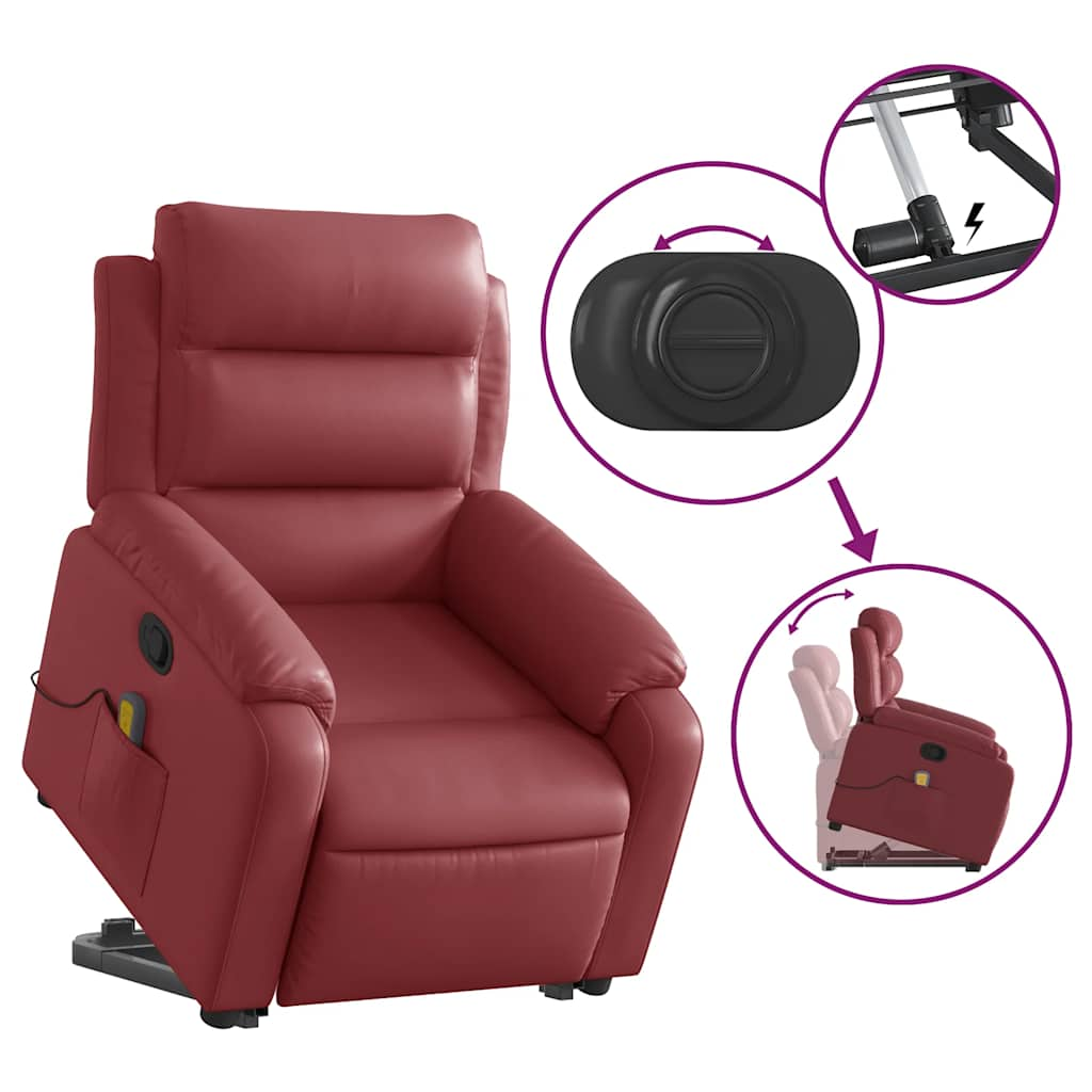 Fauteuil inclinable de massage Rouge bordeaux Similicuir