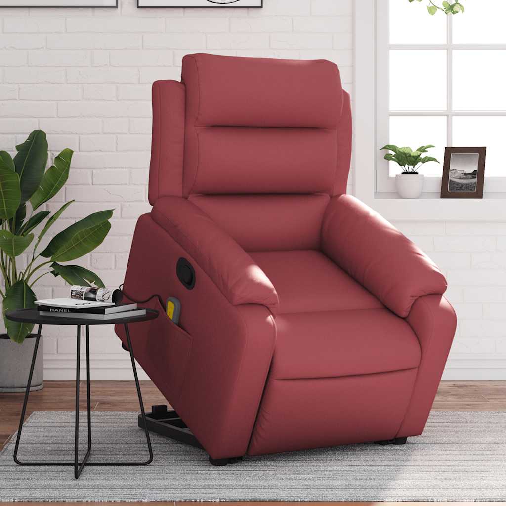 Fauteuil inclinable de massage Rouge bordeaux Similicuir