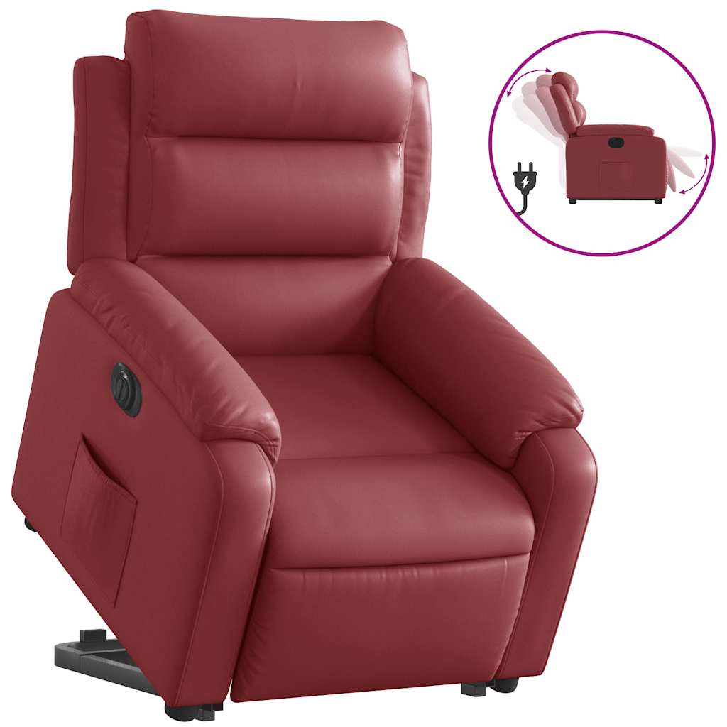 Fauteuil inclinable électrique rouge bordeaux similicuir