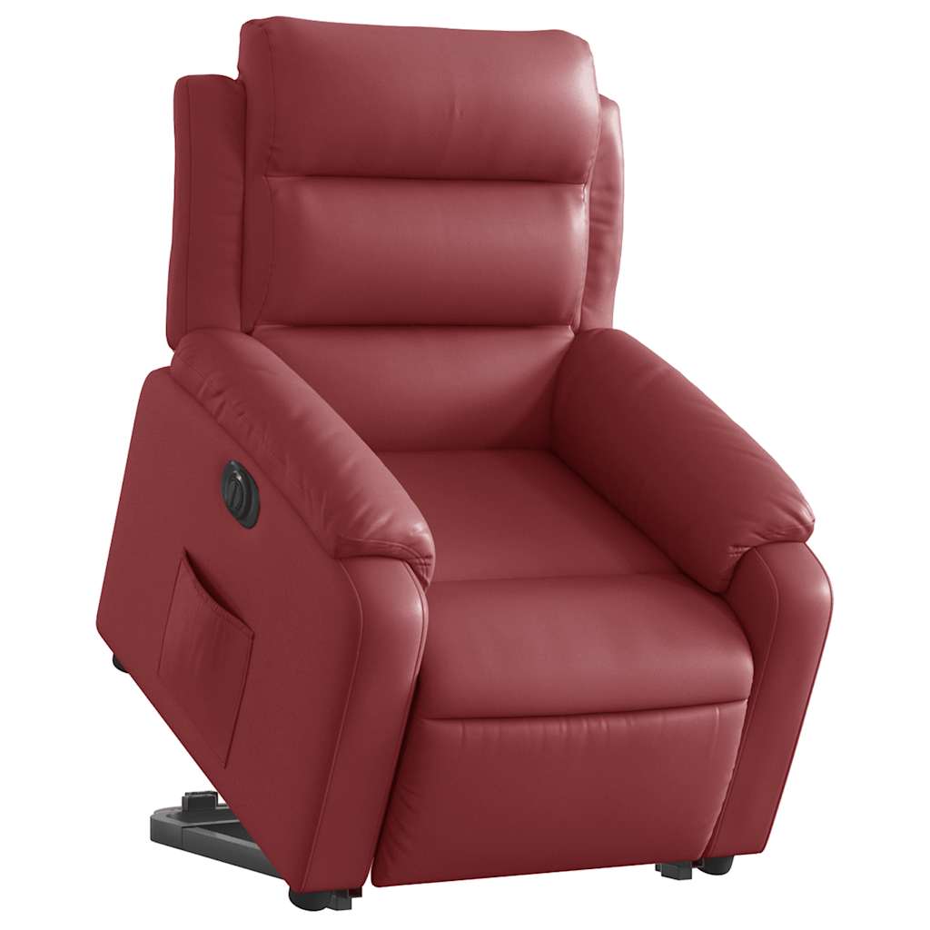 Fauteuil inclinable électrique rouge bordeaux similicuir