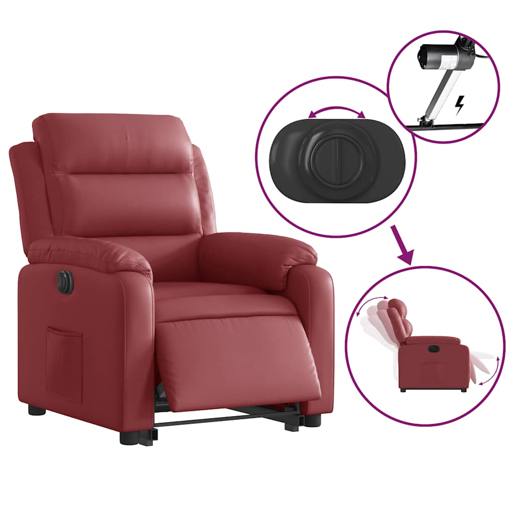 Fauteuil inclinable électrique rouge bordeaux similicuir