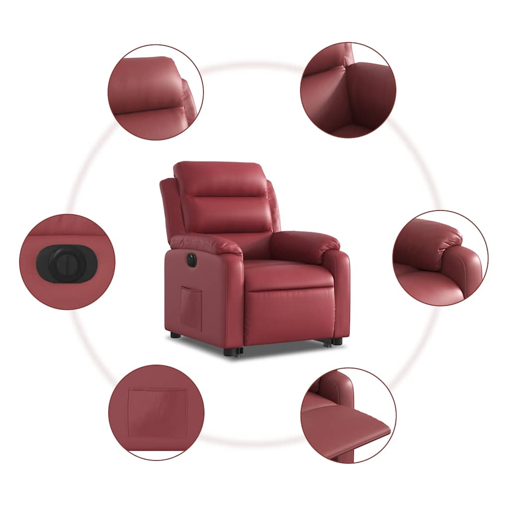 Fauteuil inclinable électrique rouge bordeaux similicuir