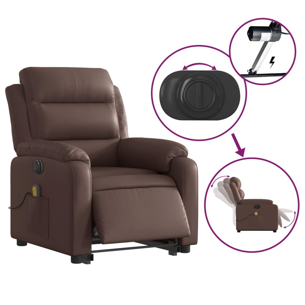 Fauteuil inclinable de massage électrique marron similicuir