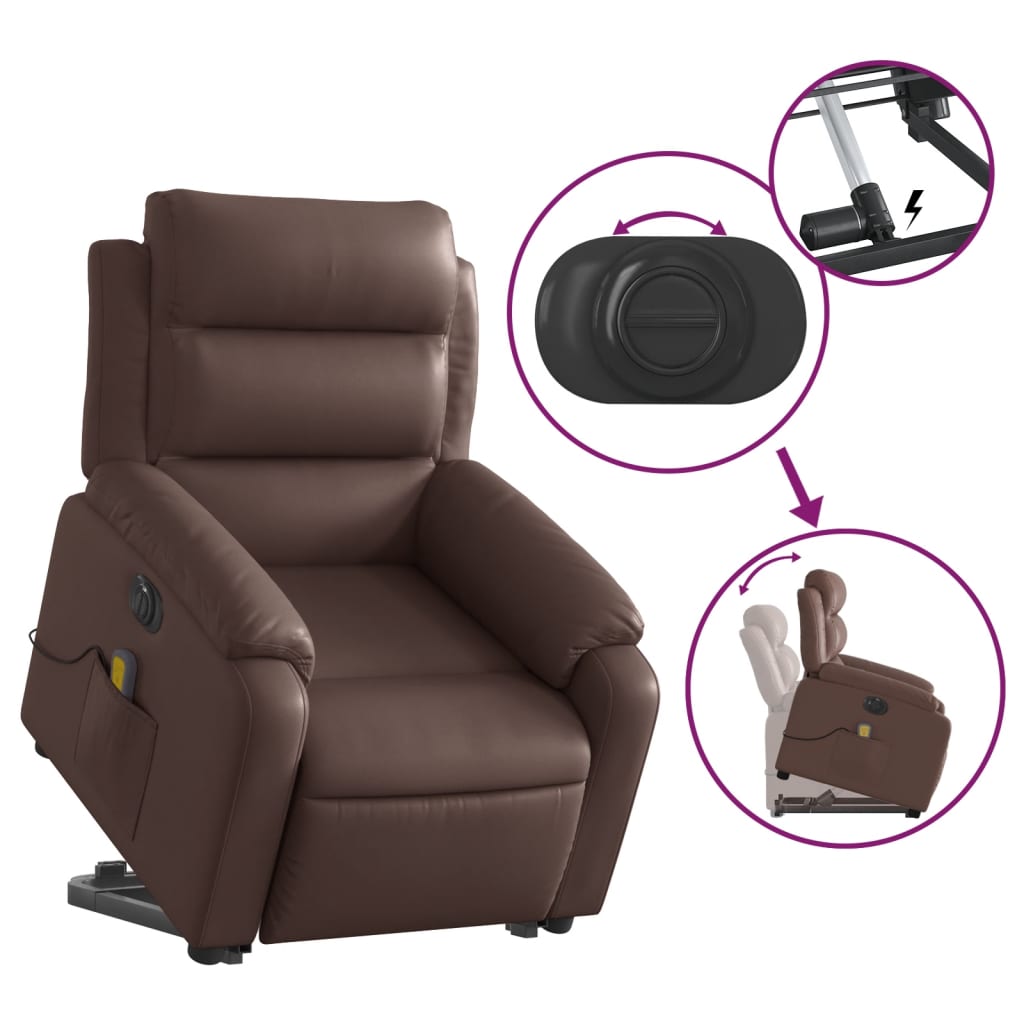 Fauteuil inclinable de massage électrique marron similicuir