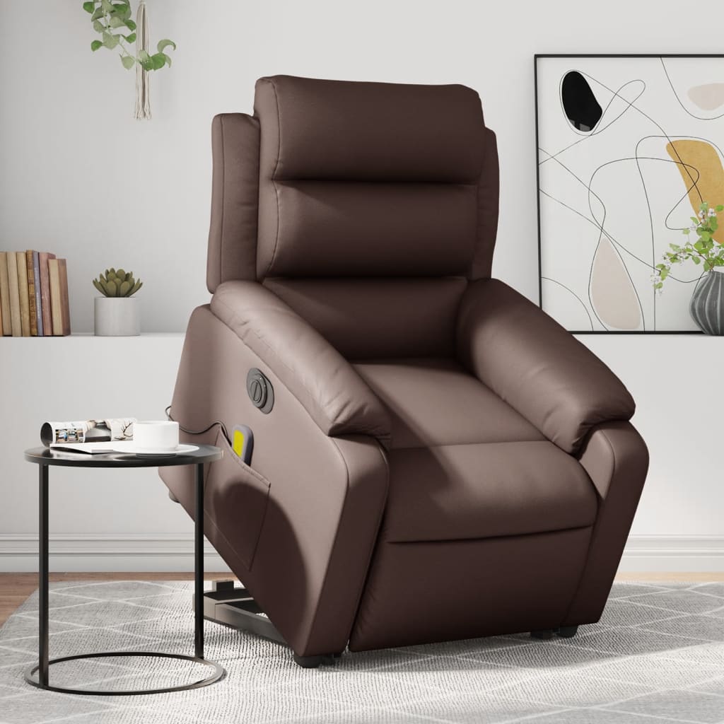 Fauteuil inclinable de massage électrique marron similicuir