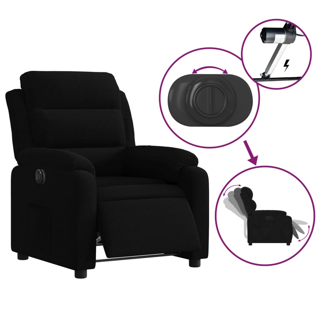 Fauteuil inclinable électrique noir velours