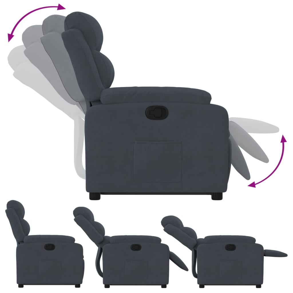 Fauteuil inclinable Gris foncé Velours