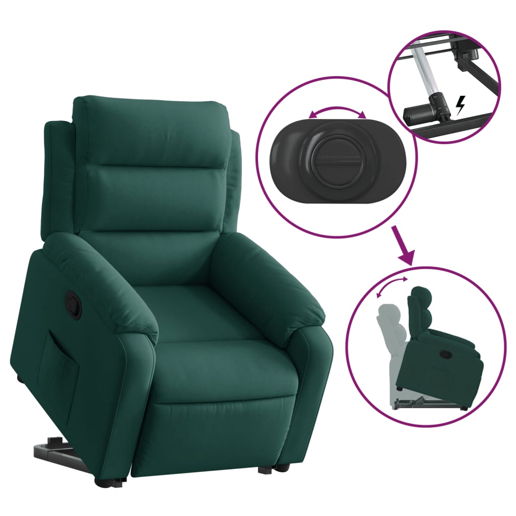 Fauteuil inclinable Vert foncé Velours