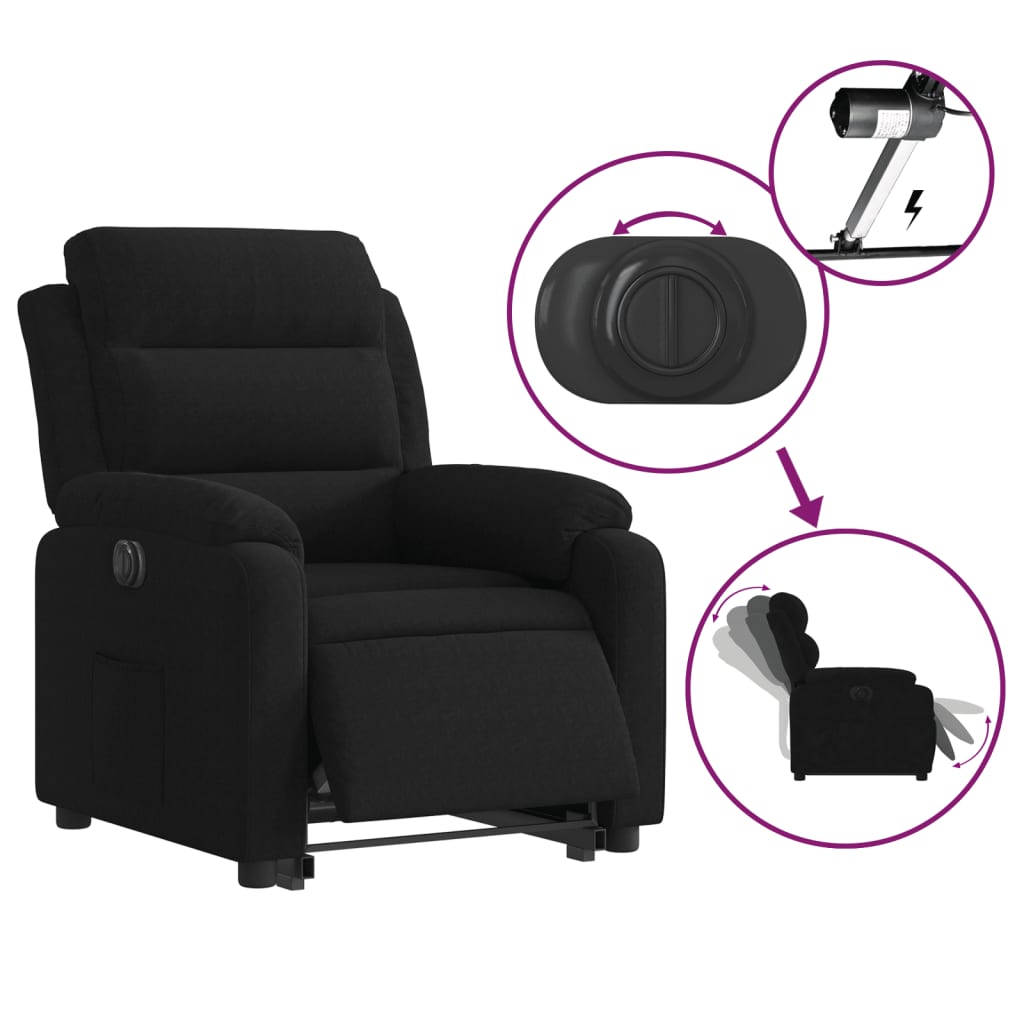 Fauteuil inclinable électrique noir velours