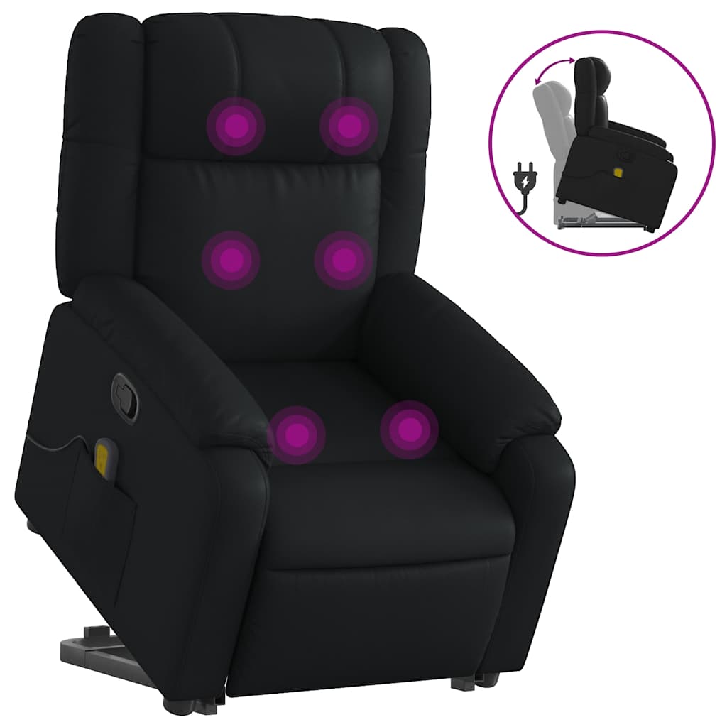 Fauteuil inclinable de massage Noir Similicuir