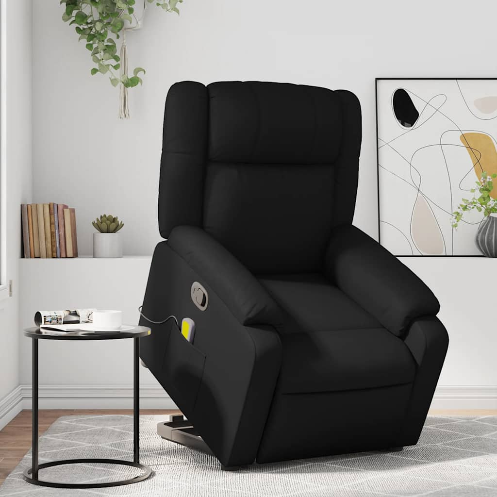 Fauteuil inclinable de massage Noir Similicuir