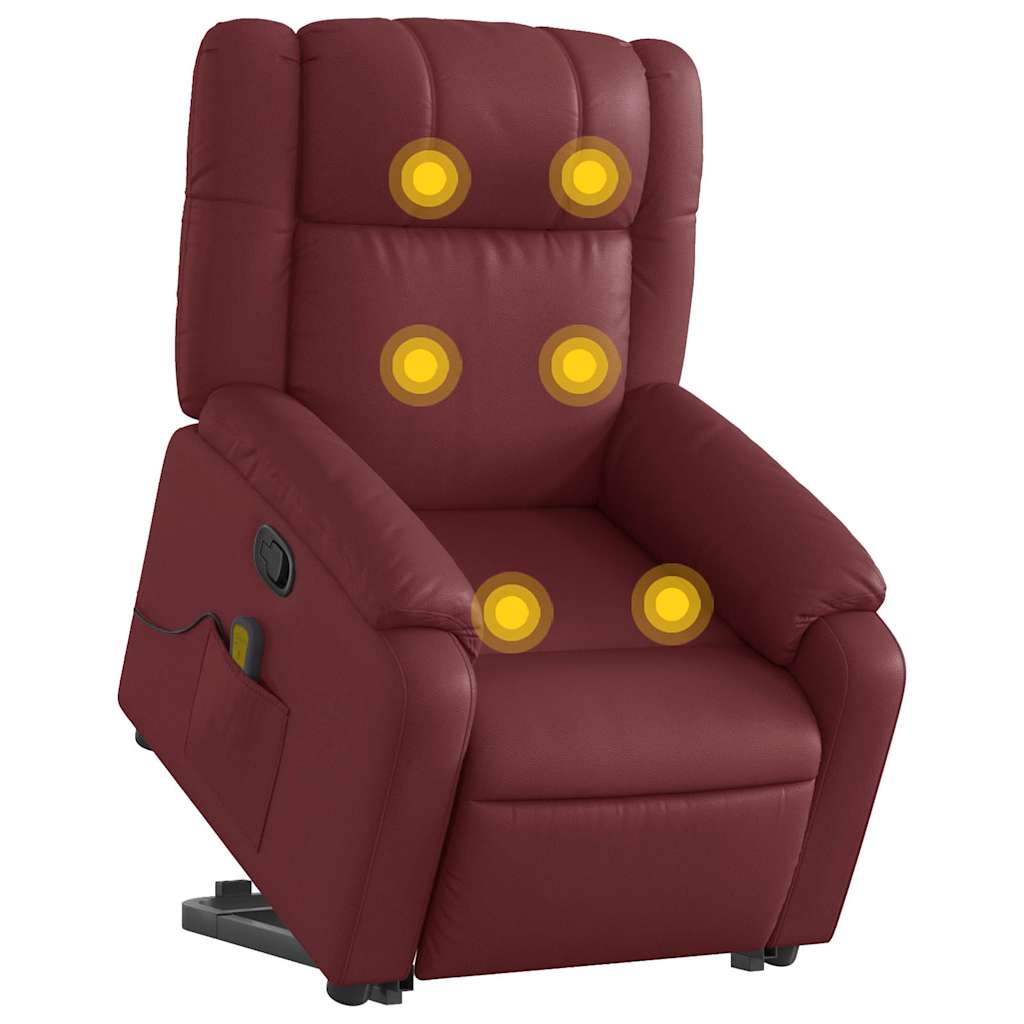 Fauteuil inclinable de massage Rouge bordeaux Similicuir