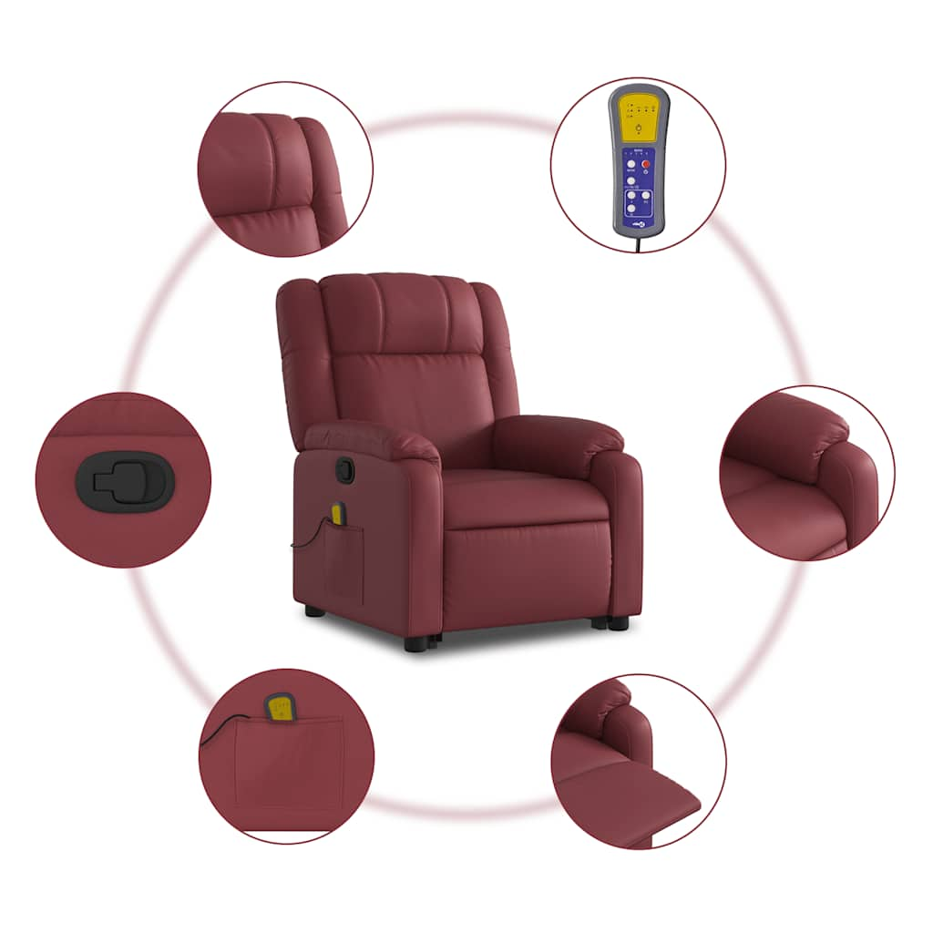 Fauteuil inclinable de massage Rouge bordeaux Similicuir