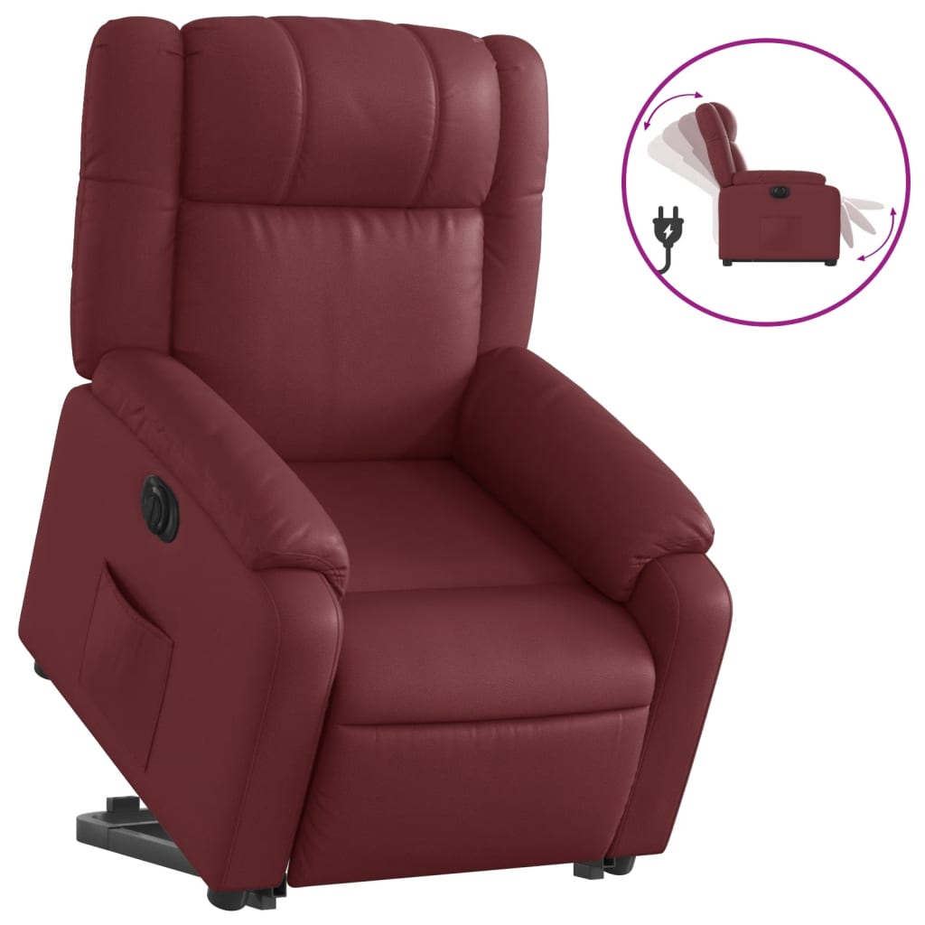 Fauteuil inclinable électrique rouge bordeaux similicuir