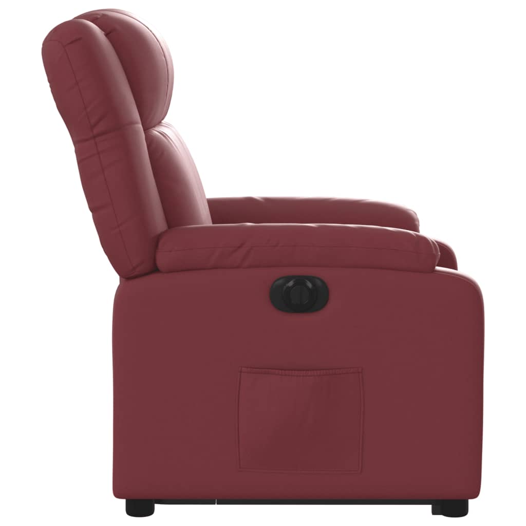 Fauteuil inclinable électrique rouge bordeaux similicuir