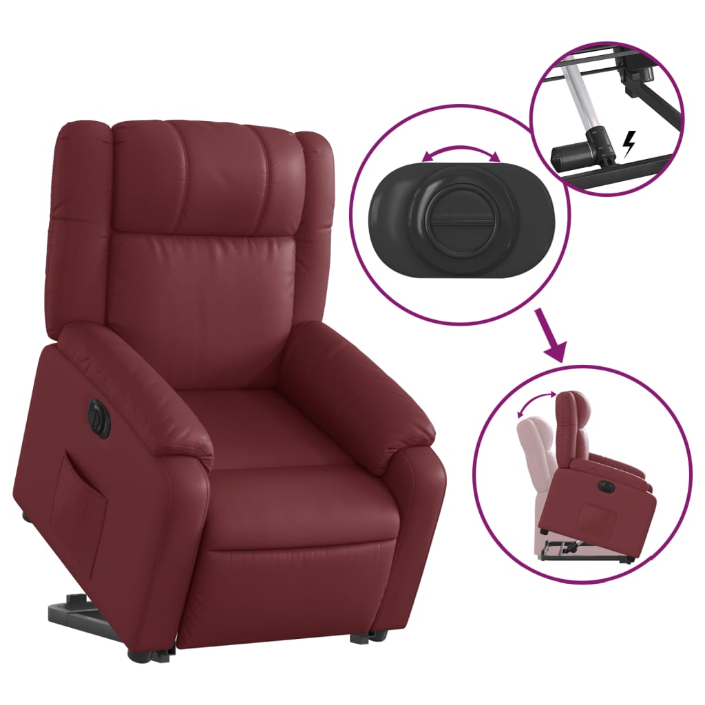 Fauteuil inclinable électrique rouge bordeaux similicuir