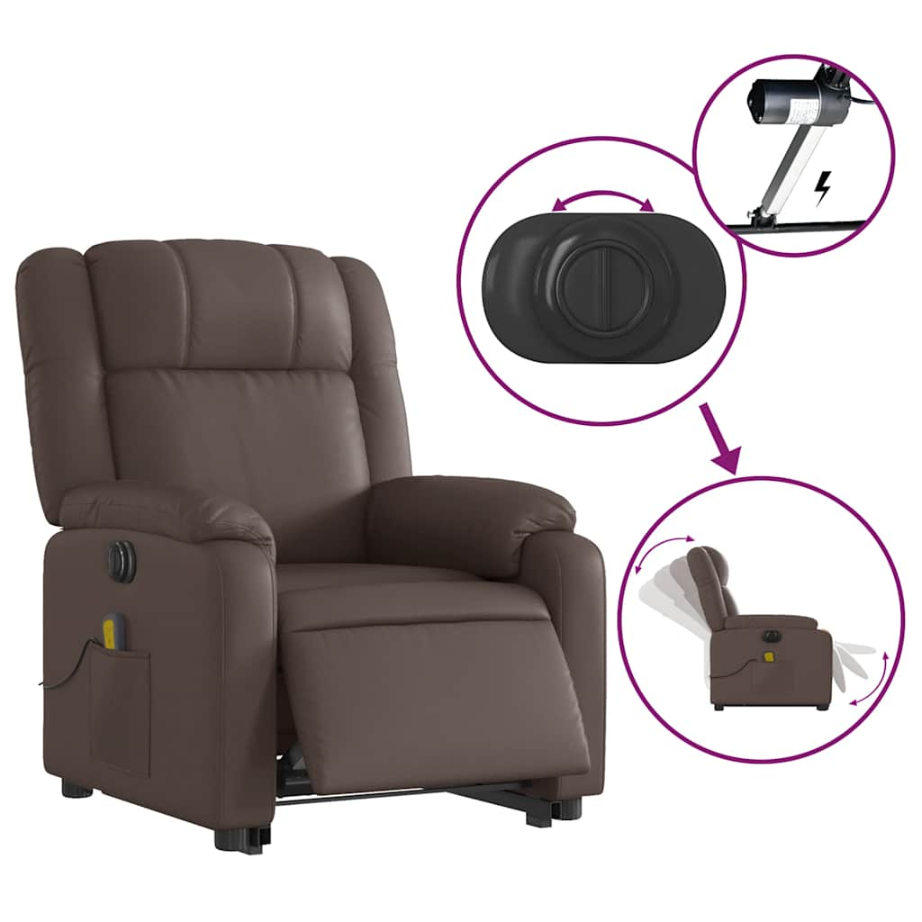 Fauteuil inclinable de massage électrique marron similicuir