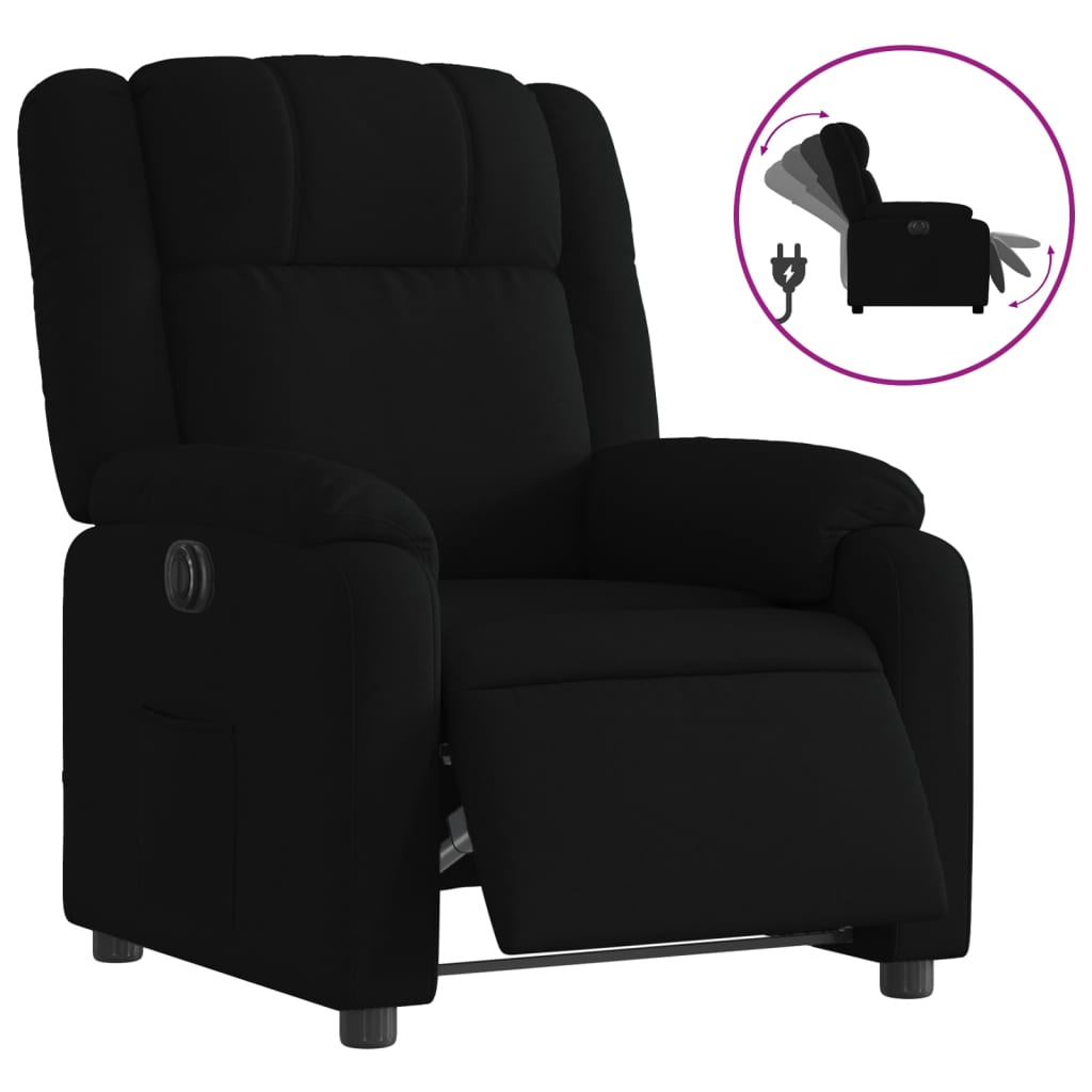 Fauteuil inclinable électrique Noir Tissu