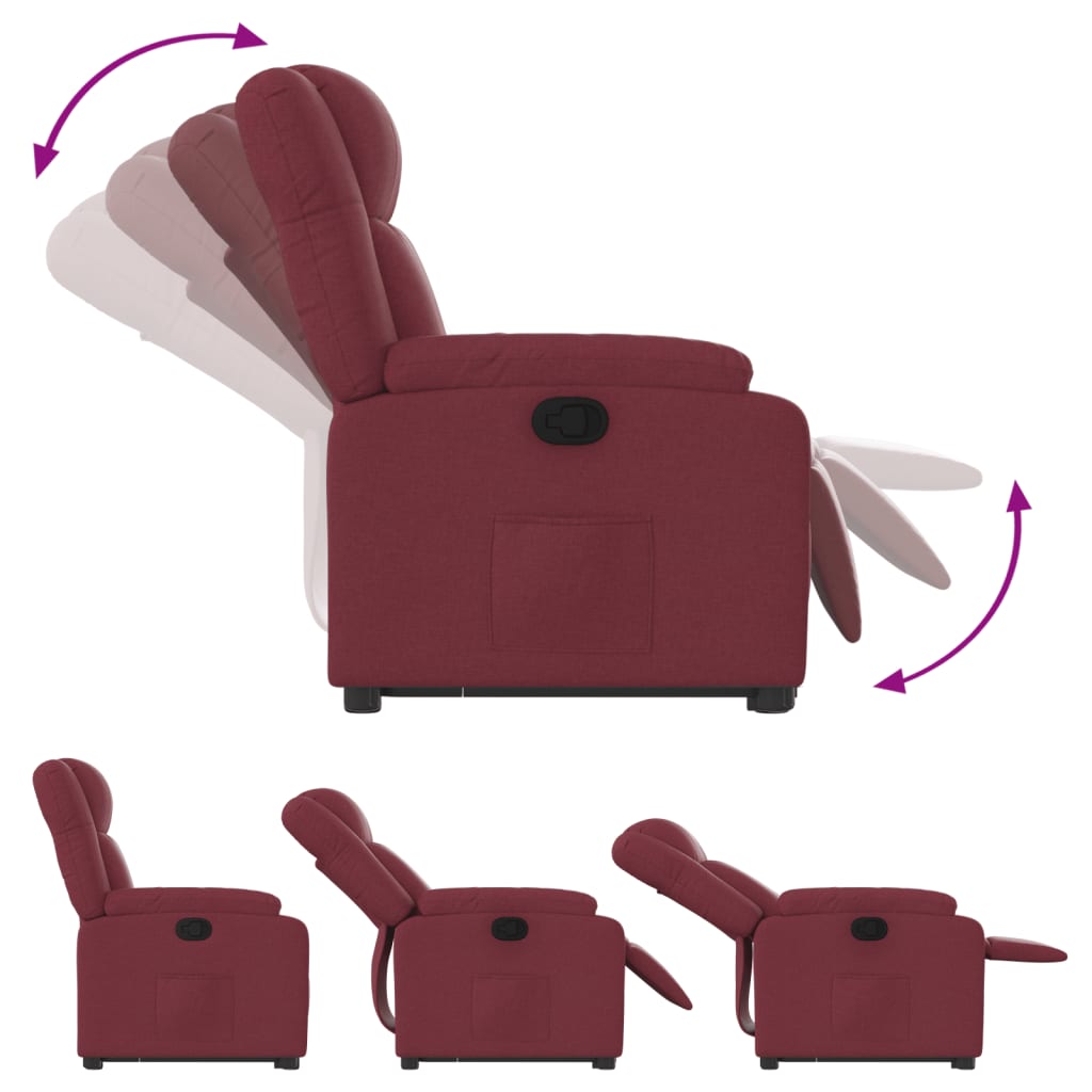 Fauteuil inclinable rouge bordeaux tissu