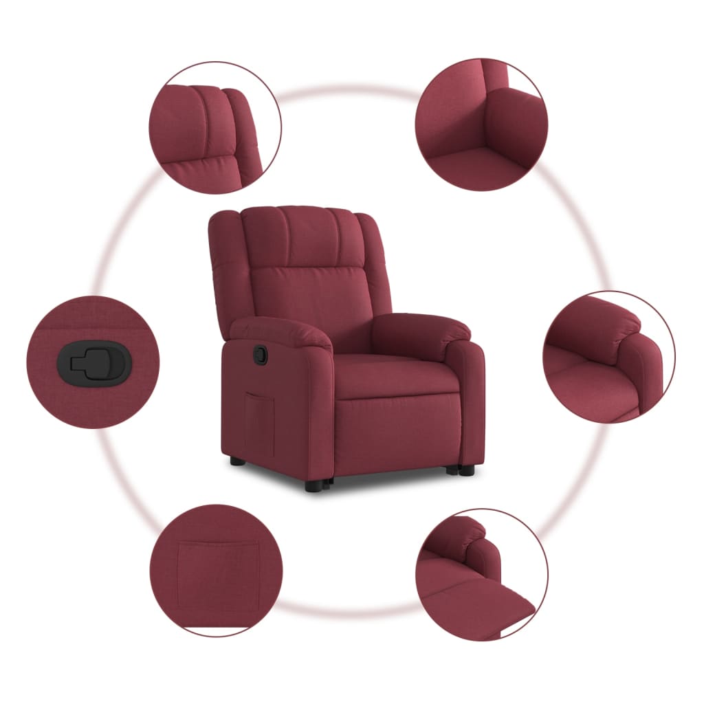 Fauteuil inclinable rouge bordeaux tissu