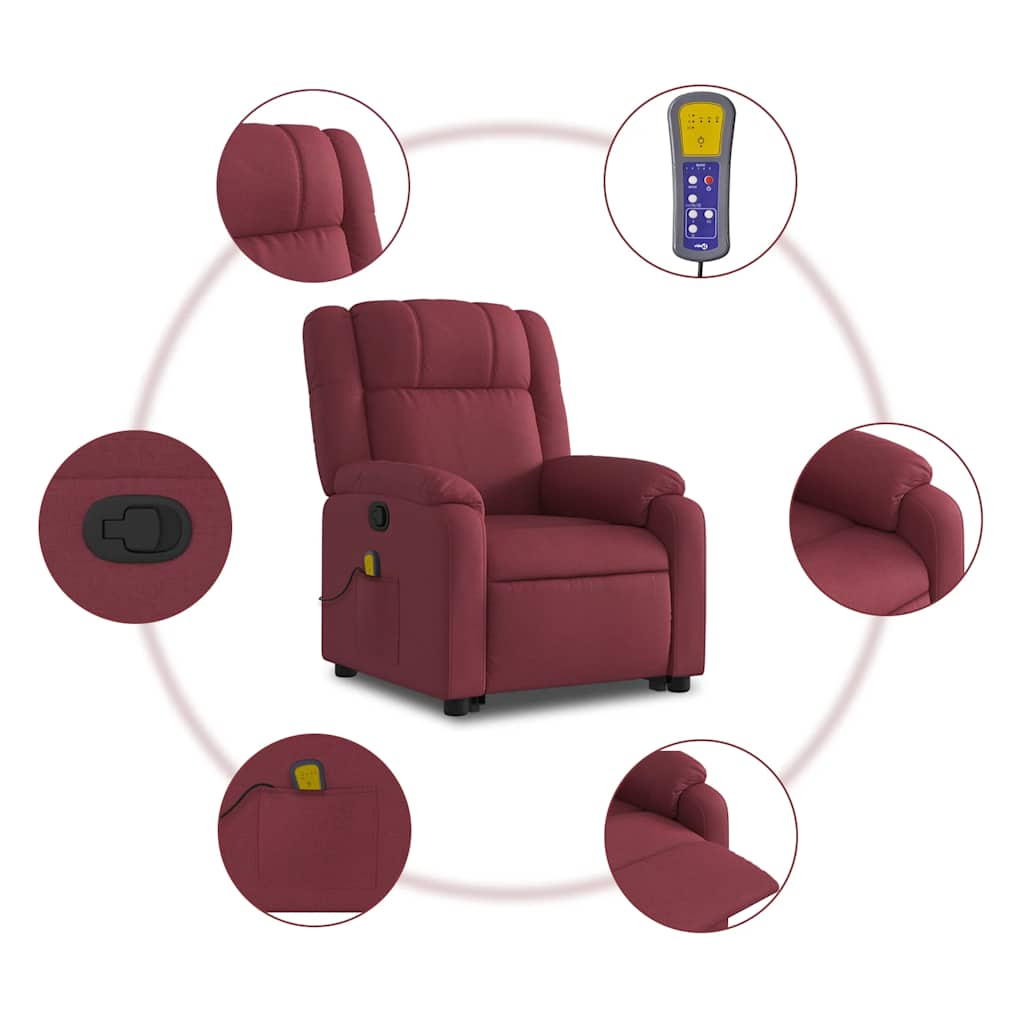 Fauteuil inclinable de massage Rouge bordeaux Tissu