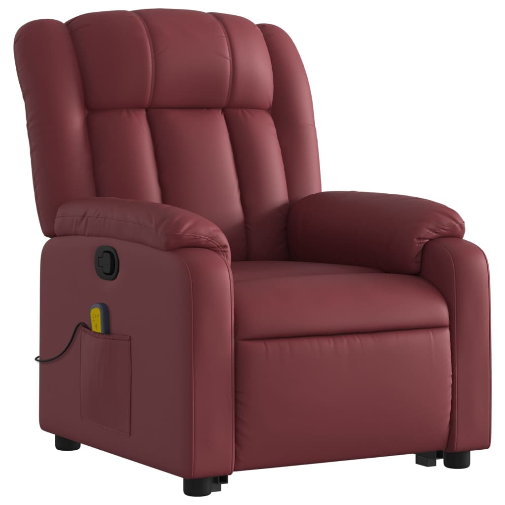 Fauteuil inclinable de massage Rouge bordeaux Similicuir