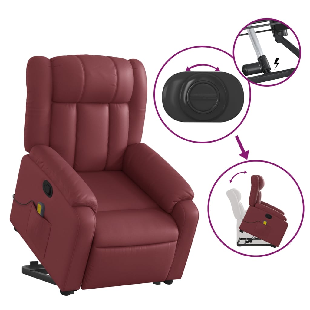 Fauteuil inclinable de massage Rouge bordeaux Similicuir