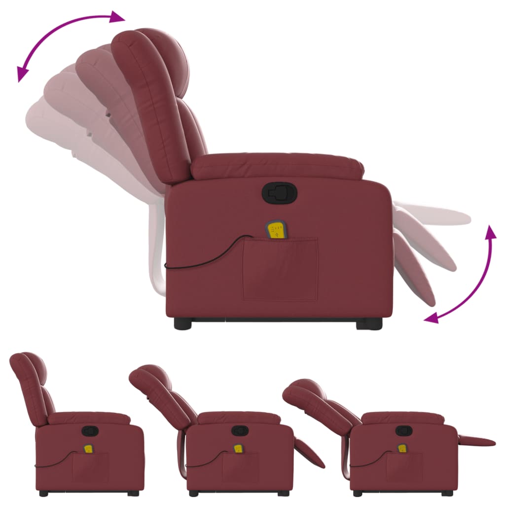 Fauteuil inclinable de massage Rouge bordeaux Similicuir