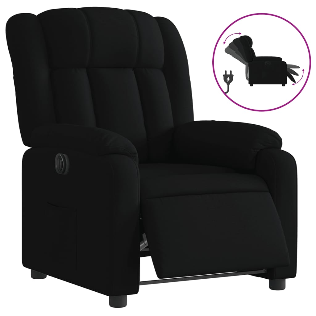 Fauteuil inclinable électrique Noir Tissu