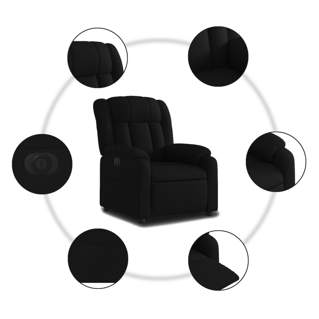 Fauteuil inclinable électrique Noir Tissu