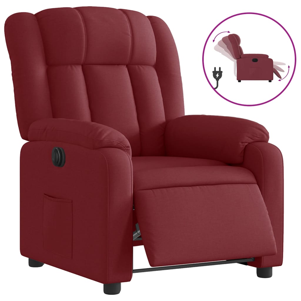 Fauteuil inclinable électrique Rouge bordeaux Tissu