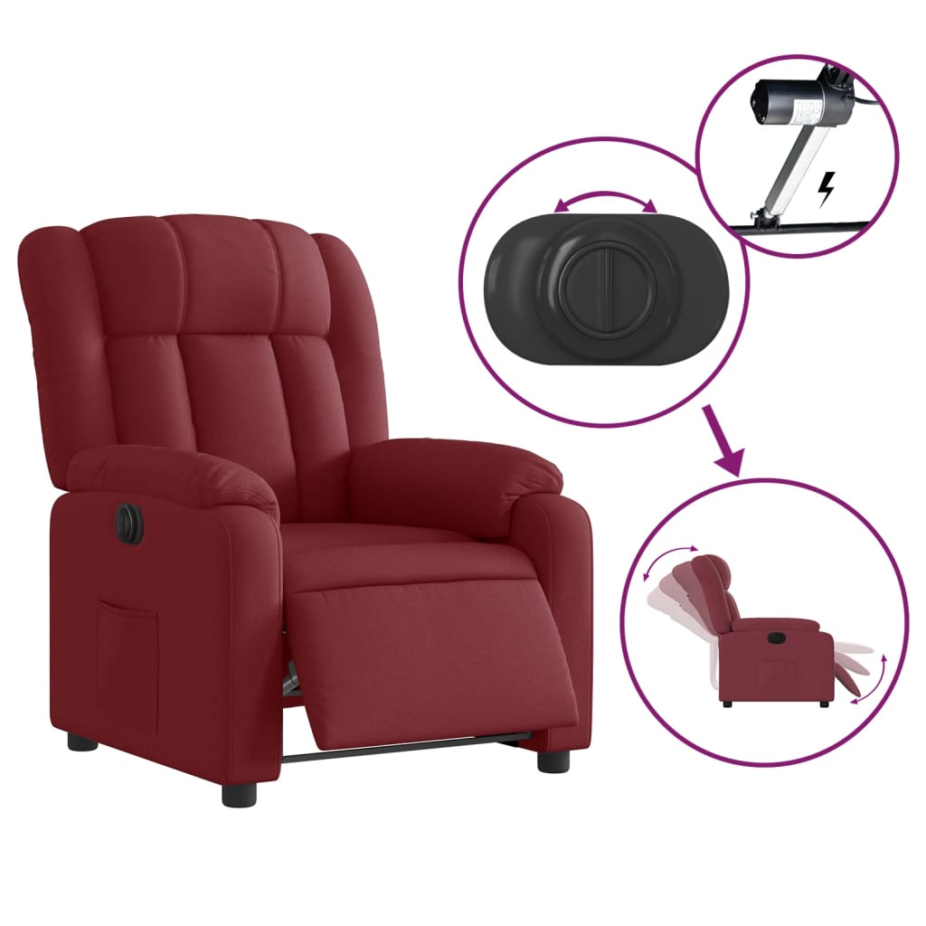 Fauteuil inclinable électrique Rouge bordeaux Tissu