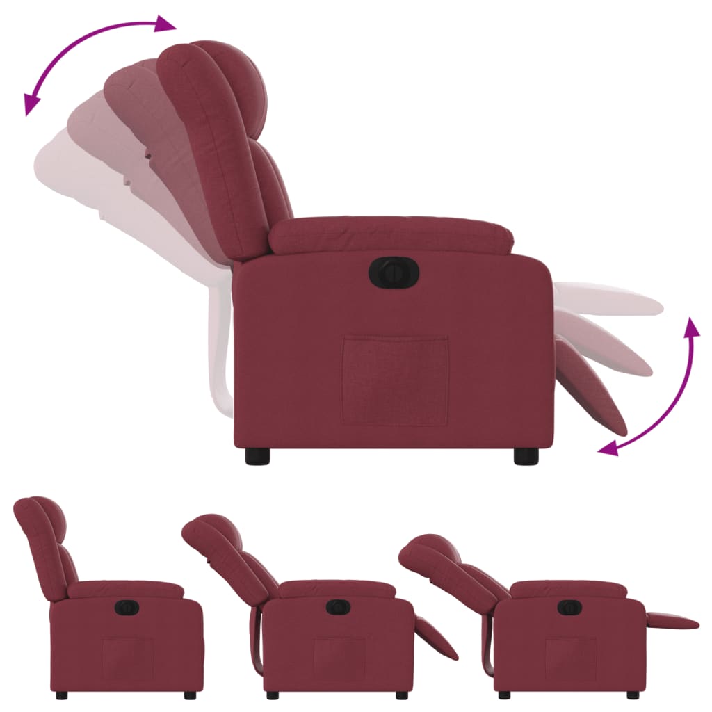 Fauteuil inclinable électrique Rouge bordeaux Tissu