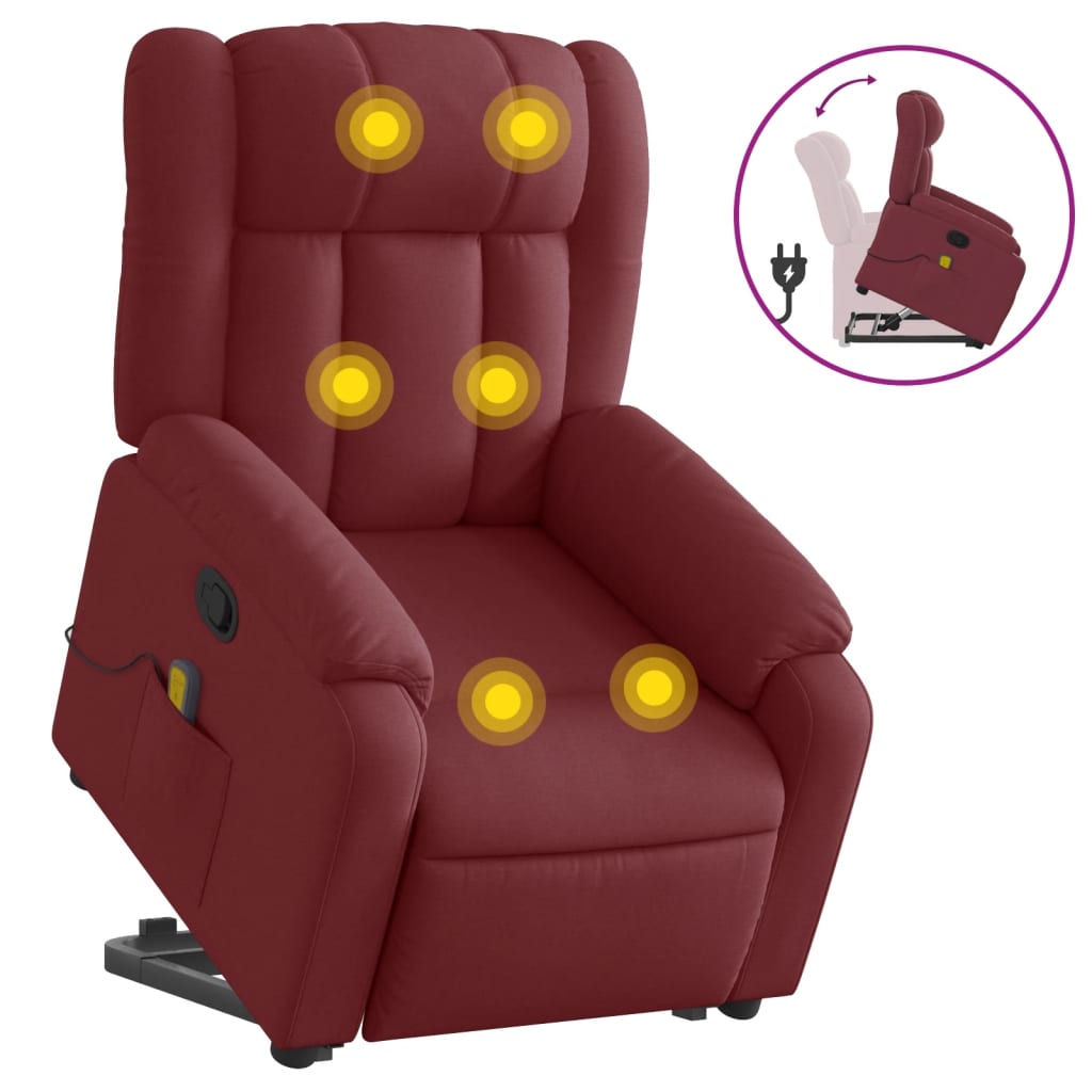 Fauteuil inclinable de massage Rouge bordeaux Tissu