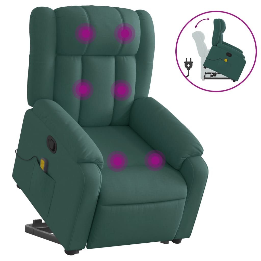 Fauteuil inclinable de massage Vert foncé Tissu