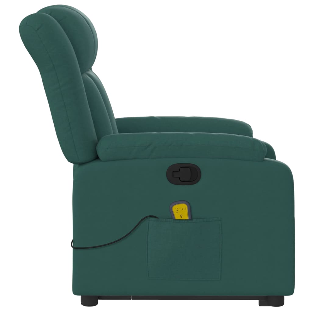 Fauteuil inclinable de massage Vert foncé Tissu