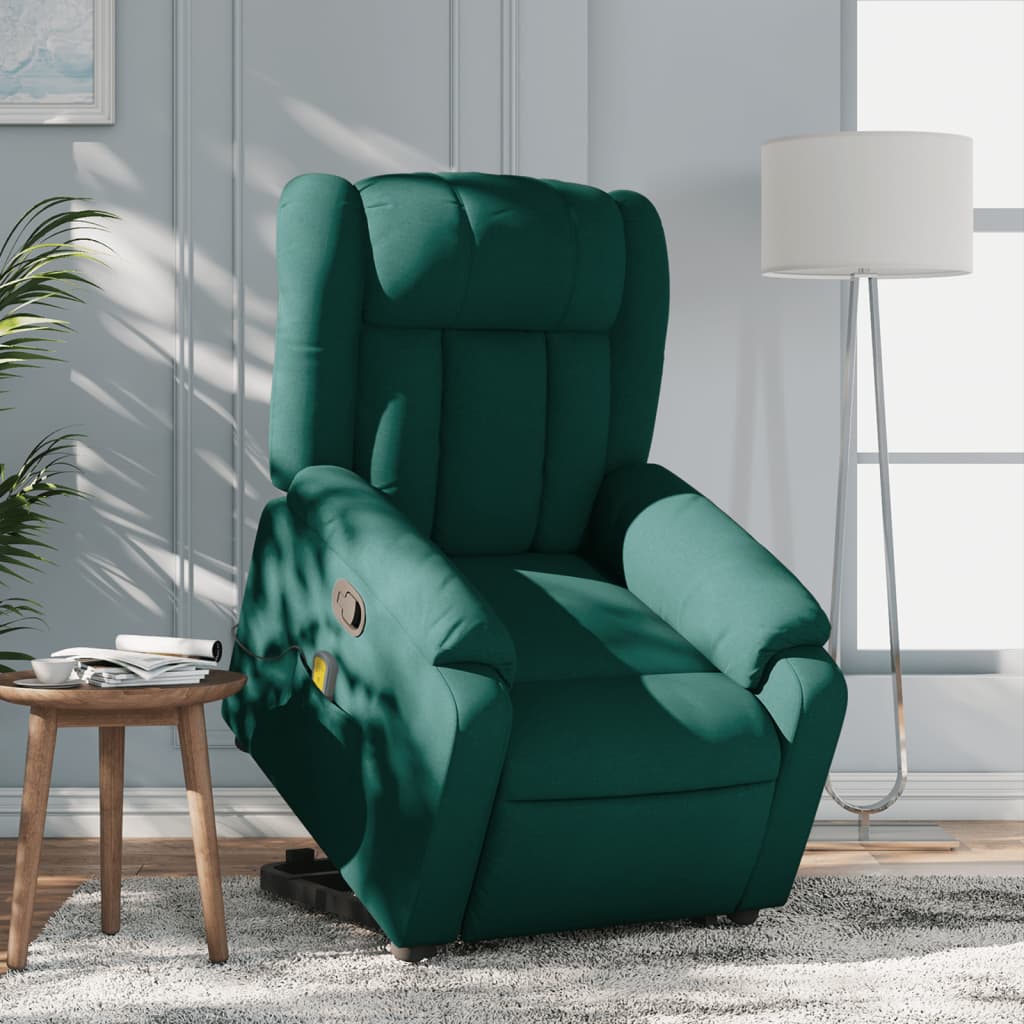 Fauteuil inclinable de massage Vert foncé Tissu